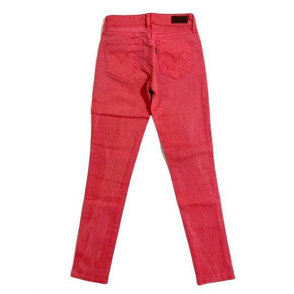 NEW LEVI'S women's demi curve low rise skinny denim jeans in coral red - Picture 3 of 5